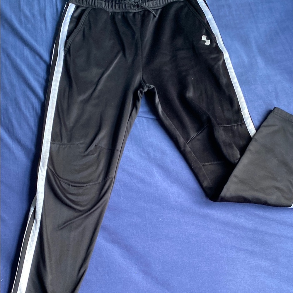 Kids Black Joggers with White Stripes